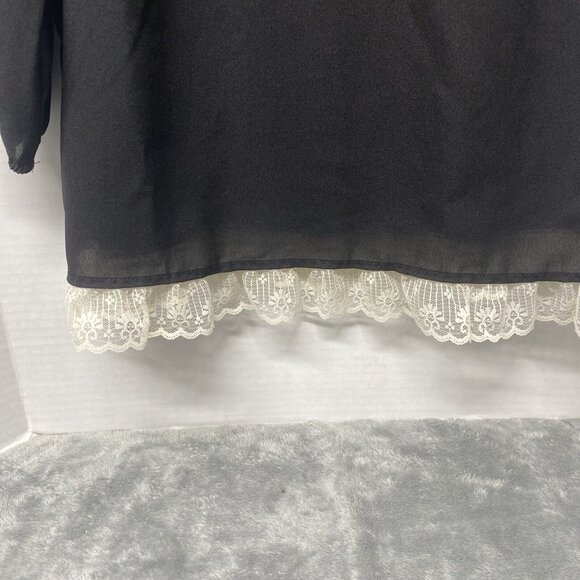Millenium Womens Blouse Large Black, Beaded & Lace Embellished Business Office - Picture 3 of 9